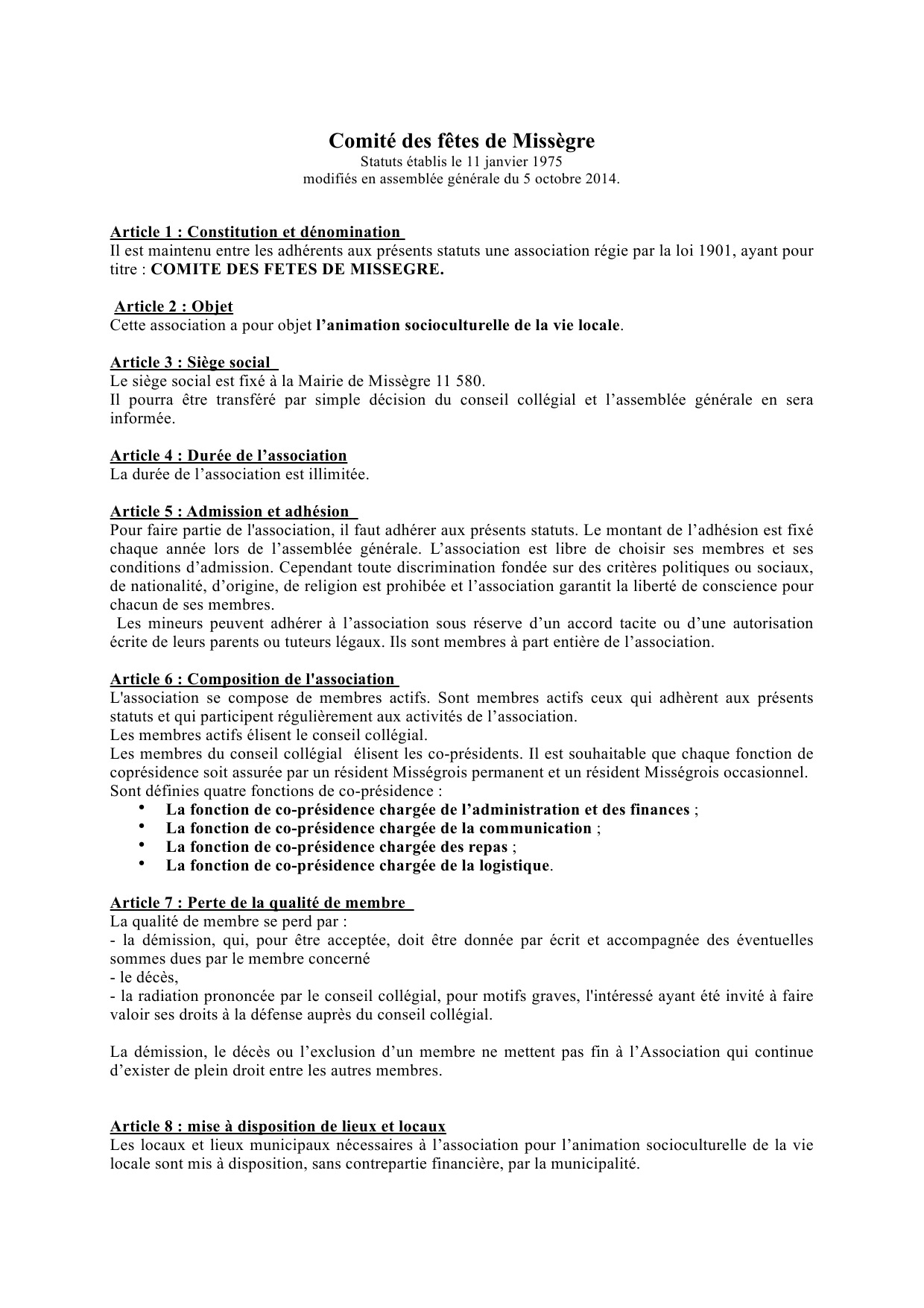 Statuts comite fe tes misse gre 1